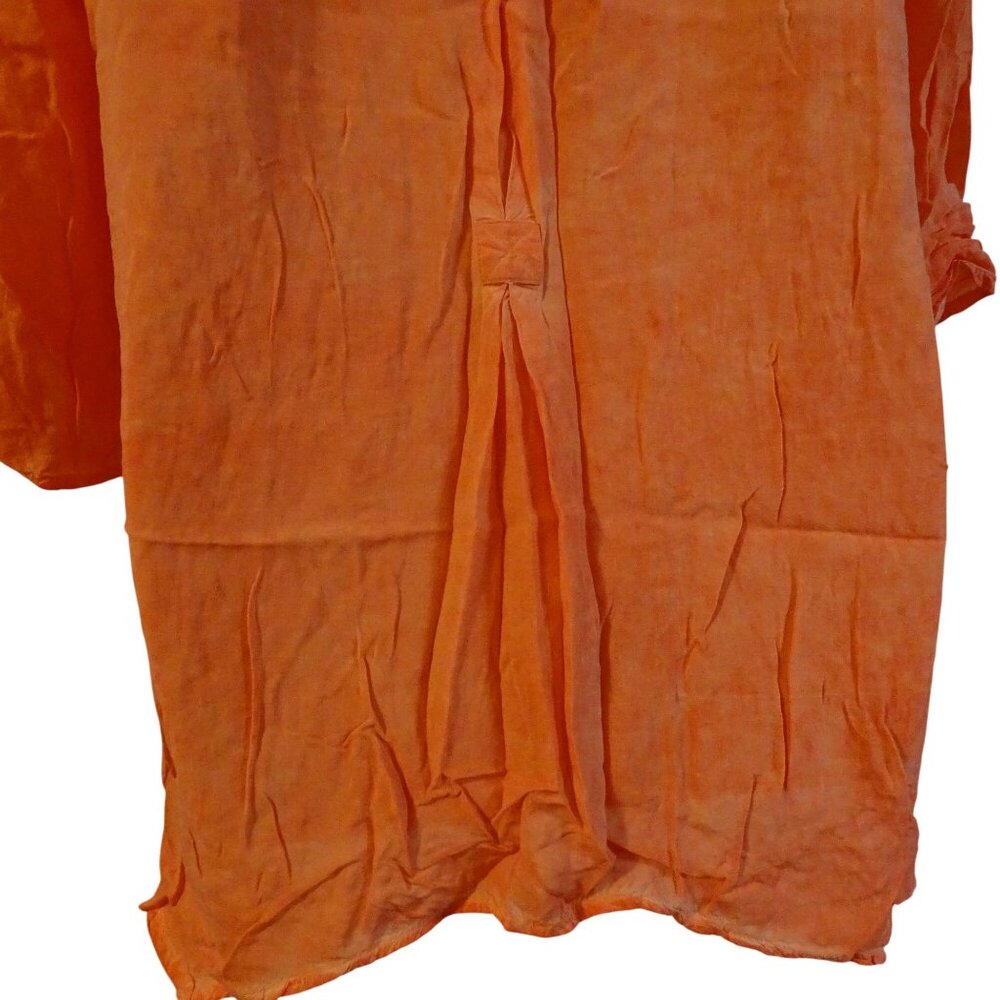 Democracy Women Orange 3/4 Sleeve Tunic Top 3-Button Size L Boho Peasant - Picture 6 of 11
